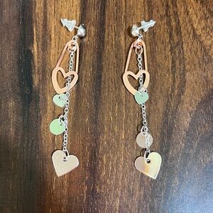 Heart Dangle Chain Earrings